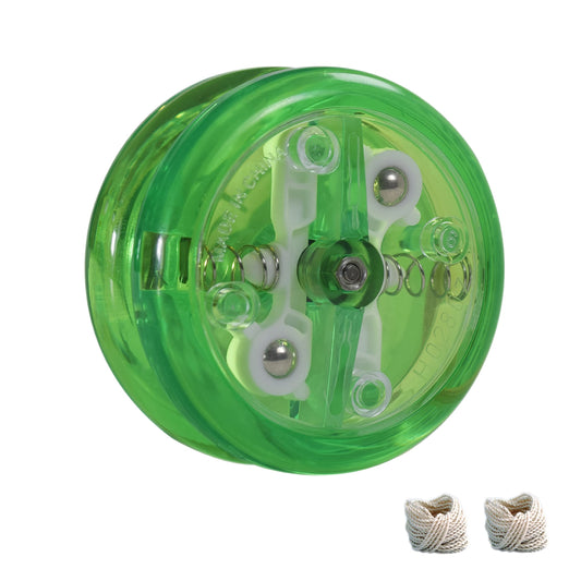 Yomega Brain green in action with long spins and auto-return.