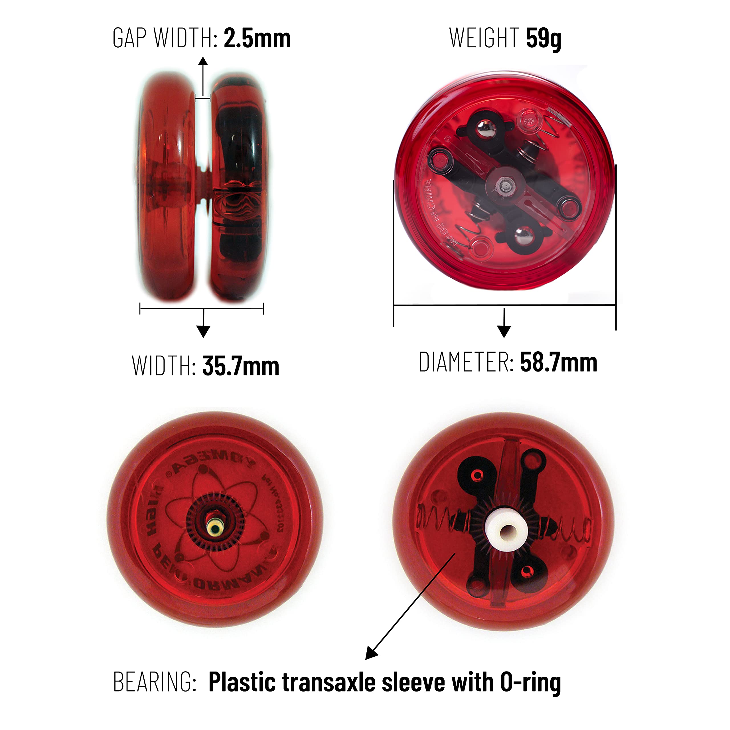 Yomega Brain yoyo with extra strings red; quick string swaps for versatile practice.