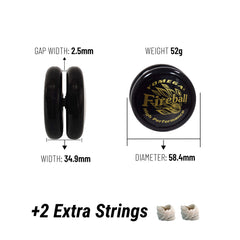 Yomega Fireball YoYo durable polycarbonate body withstands daily practice.