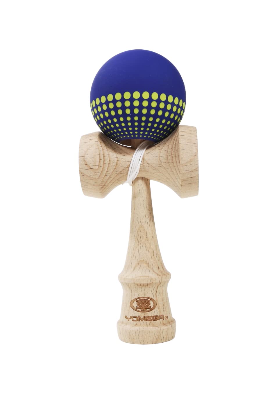 Yomega Kendama Pro Model in dark blue with rubberized paint for easier catches and reliable grip.