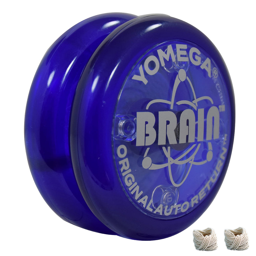 Yomega The Original Brain dark blue front view with beginner friendly auto return.