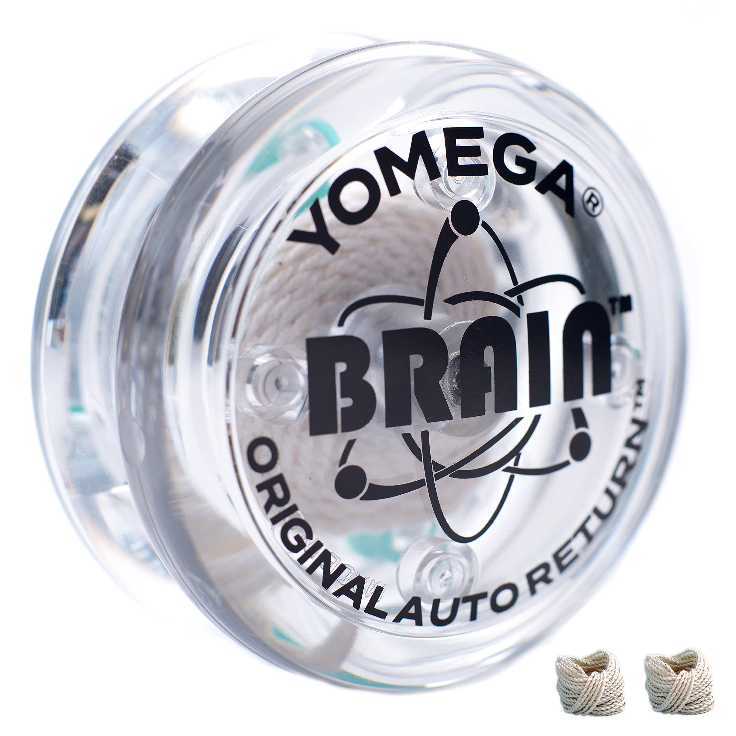 Yomega Original Brain yoyo clear box view with accessories and warranty
