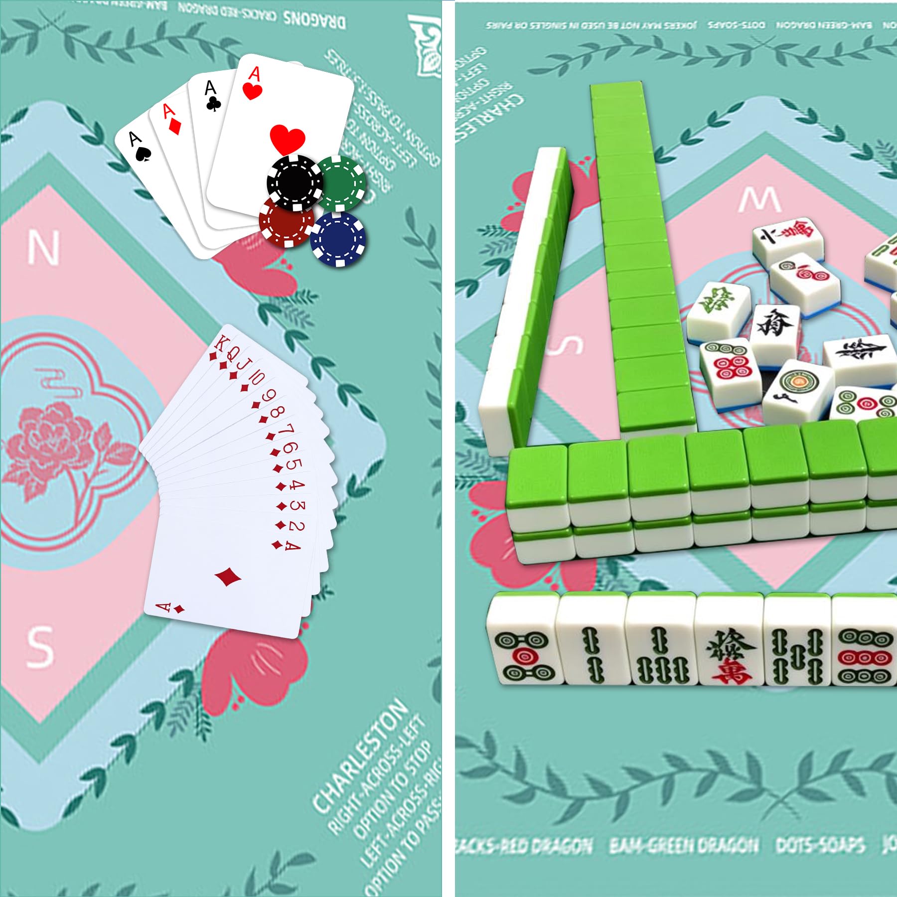 YOMEYOT Mahjong Mat uses durable natural rubber and Crystal Velvet finish.