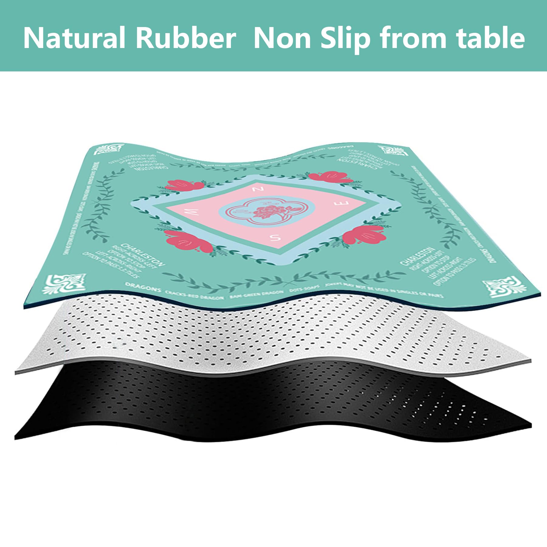 YOMEYOT Mahjong Mat features a non-slip base to steady tiles.
