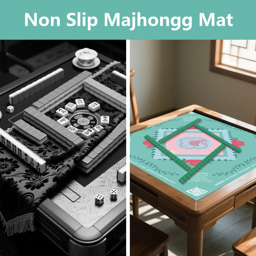 YOMEYOT Mahjong Mat sized 31.5x31.5 inches for universal table fit.