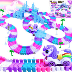 Yomwet Tracks 248-piece pink magic track assembly for creative play sessions.