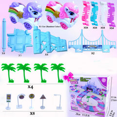 Yomwet Tracks bridges and tunnels enhance route-building and problem-solving play.