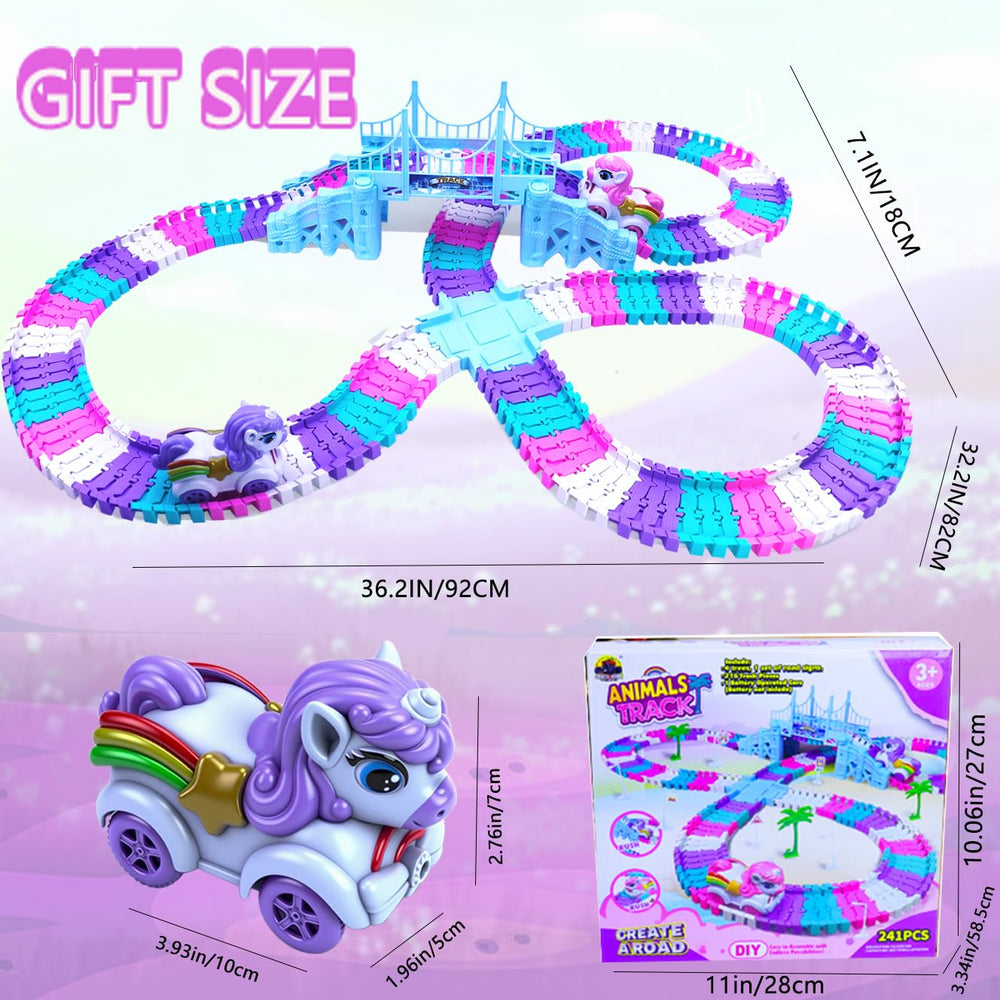 Yomwet Tracks colorful pieces encourage color recognition and creative track layouts.