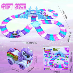 Yomwet Tracks colorful pieces encourage color recognition and creative track layouts.