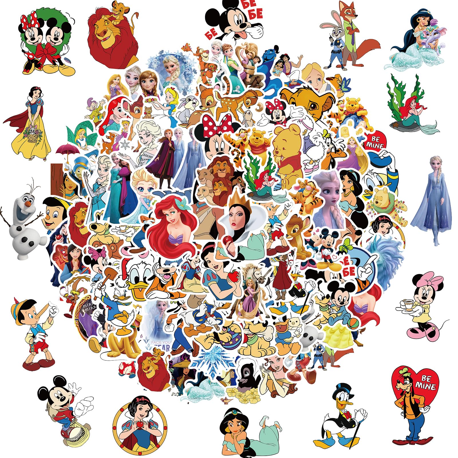 YONGAI front pack display showing 100 assorted Disney stickers with clear benefit personalization