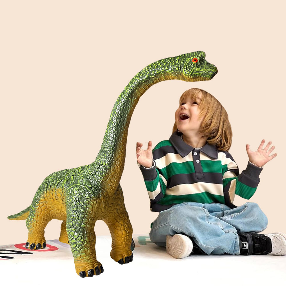 YONGJULE large dinosaur toy doubles as birthday party decor.
