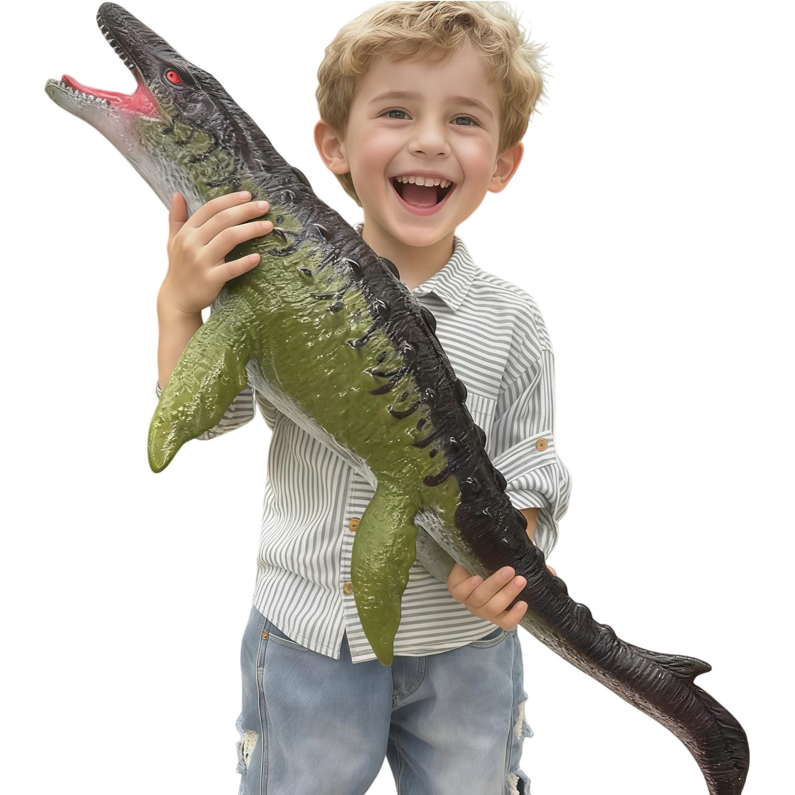 YONGJULE Mosasaurus 32-inch inflatable dinosaur toy ready for active play and imagination.