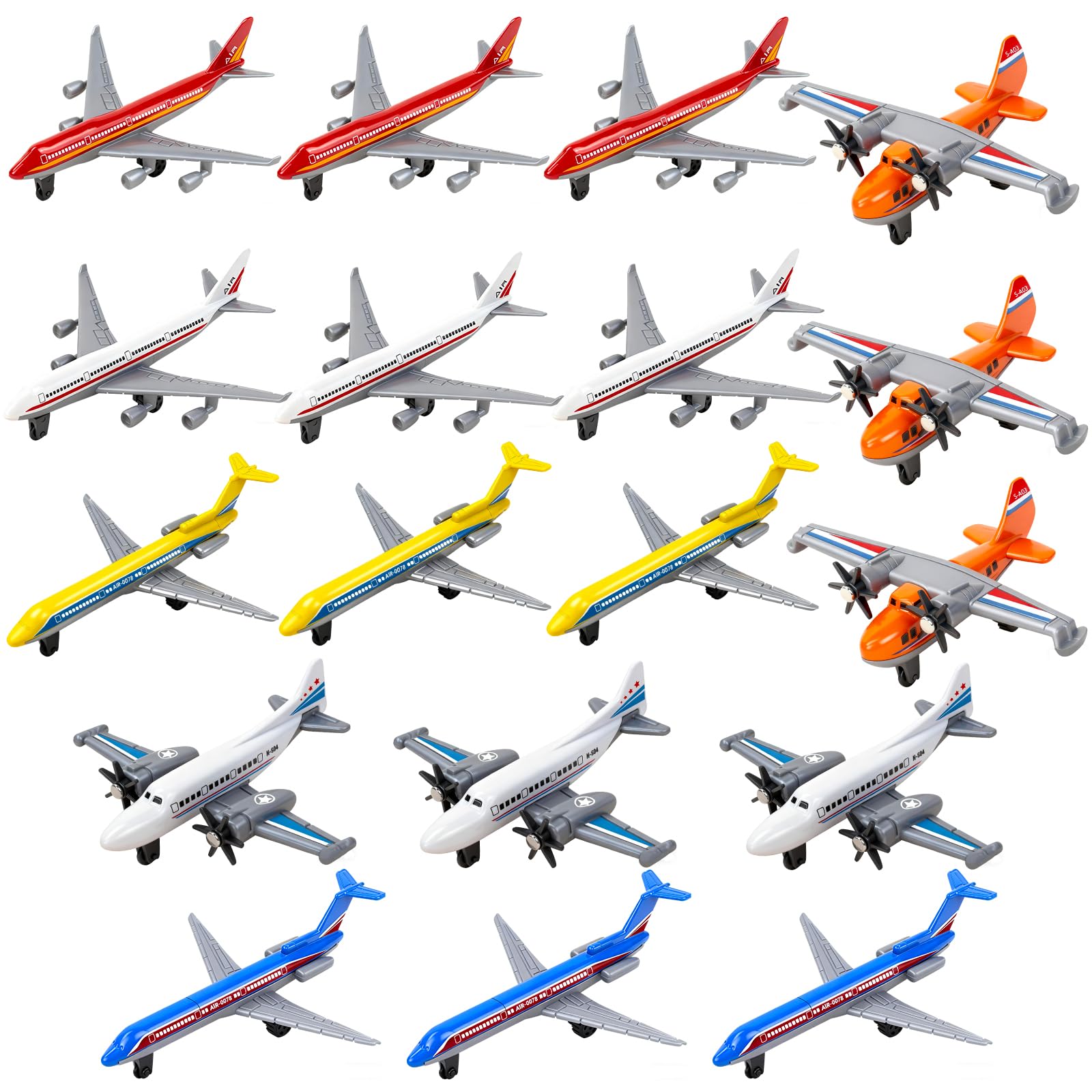 YongnKids 18-pack diecast airplanes for toddlers in bright colors for imaginative play