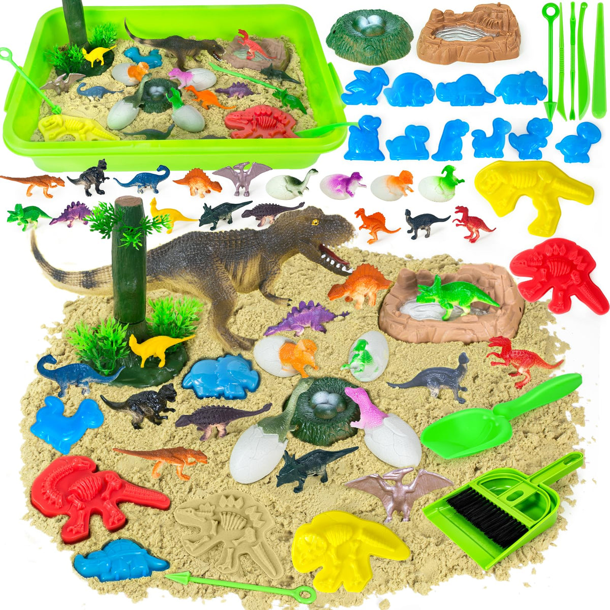 YongnKids dinosaur sensory bin for imaginative prehistoric play and exploration.