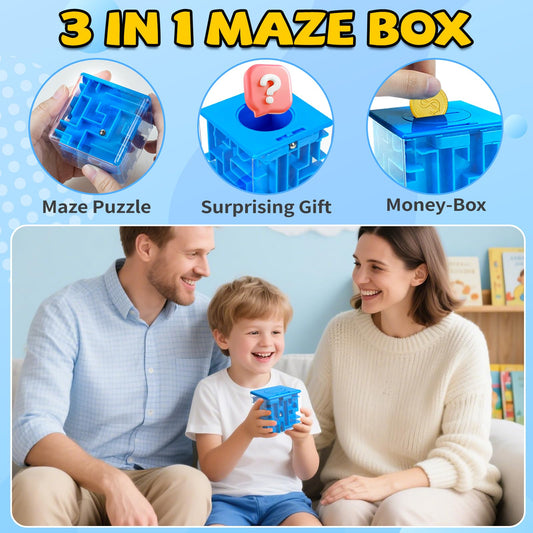 YongnKids maze box lid challenge shows a puzzle that rewards with a cash reveal.