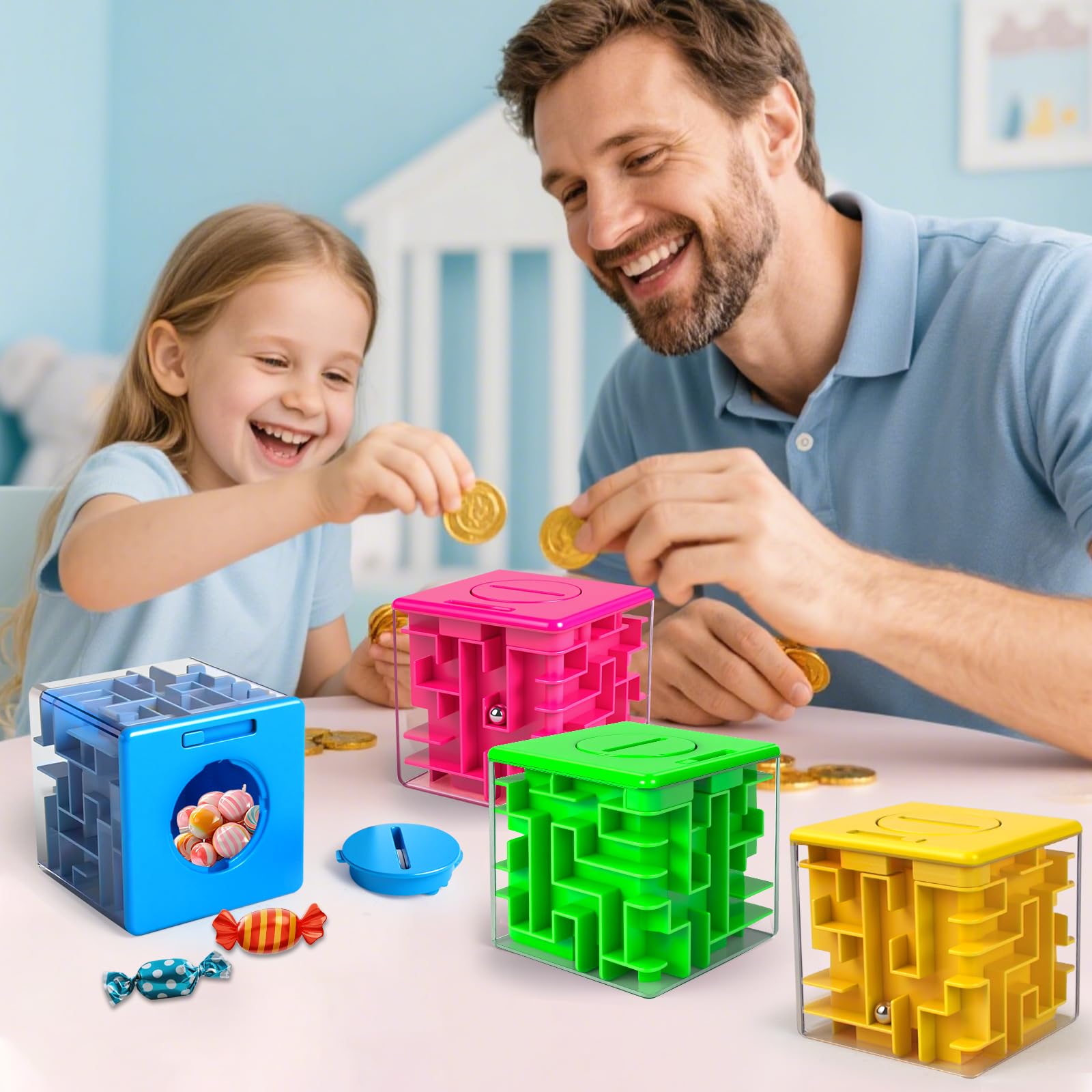 YongnKids money maze ball yellow, colorful puzzle for travel and classroom prizes.