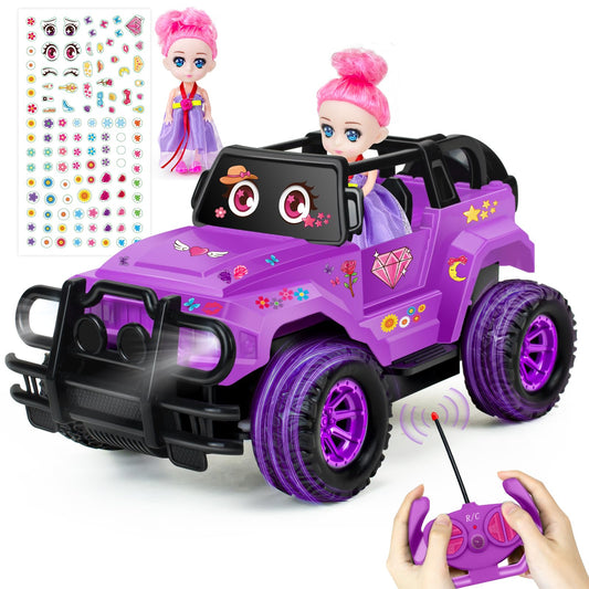 YongnKids remote control car front view with glowing headlights for night play