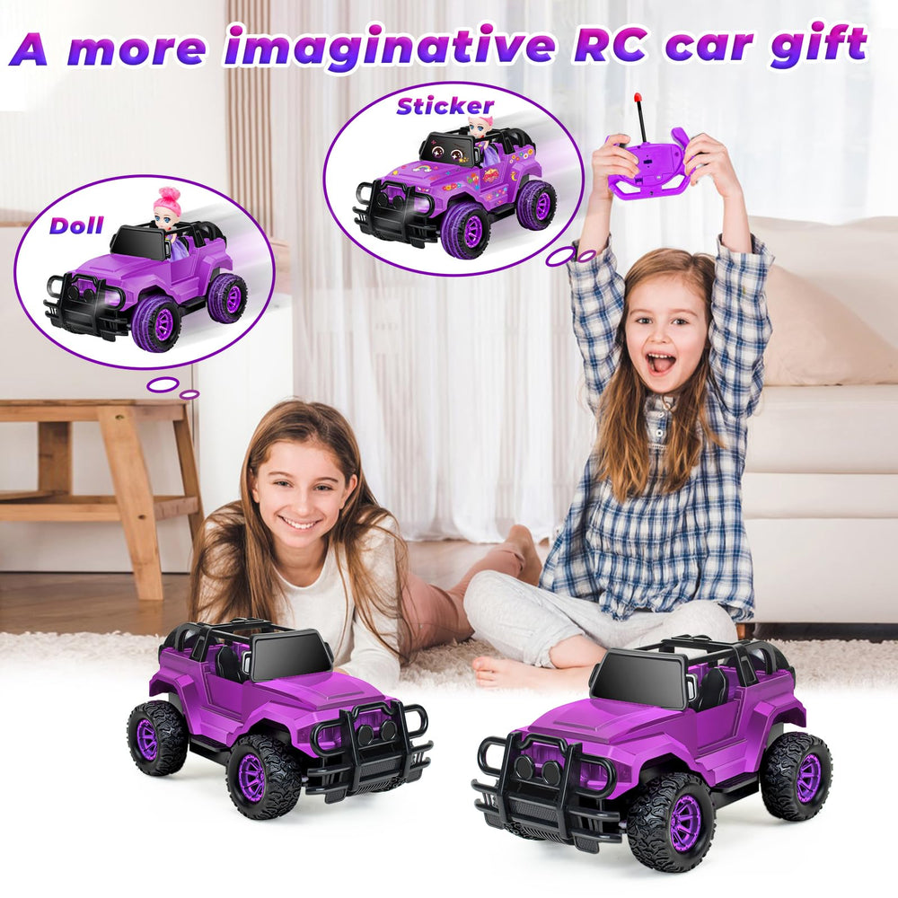 YongnKids RC truck with open roof showing dolls for imaginative play