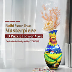 YONGUR 3D puzzle vase with detachable water cup for easy arrangement and cleaning.