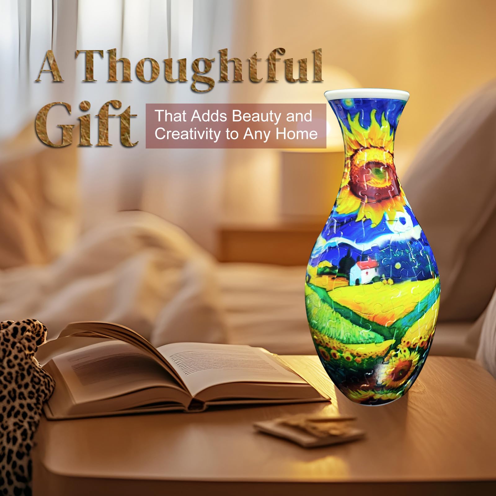 YONGUR 3D puzzle vase mouth 2-3in ideal for single stems or small bouquets.