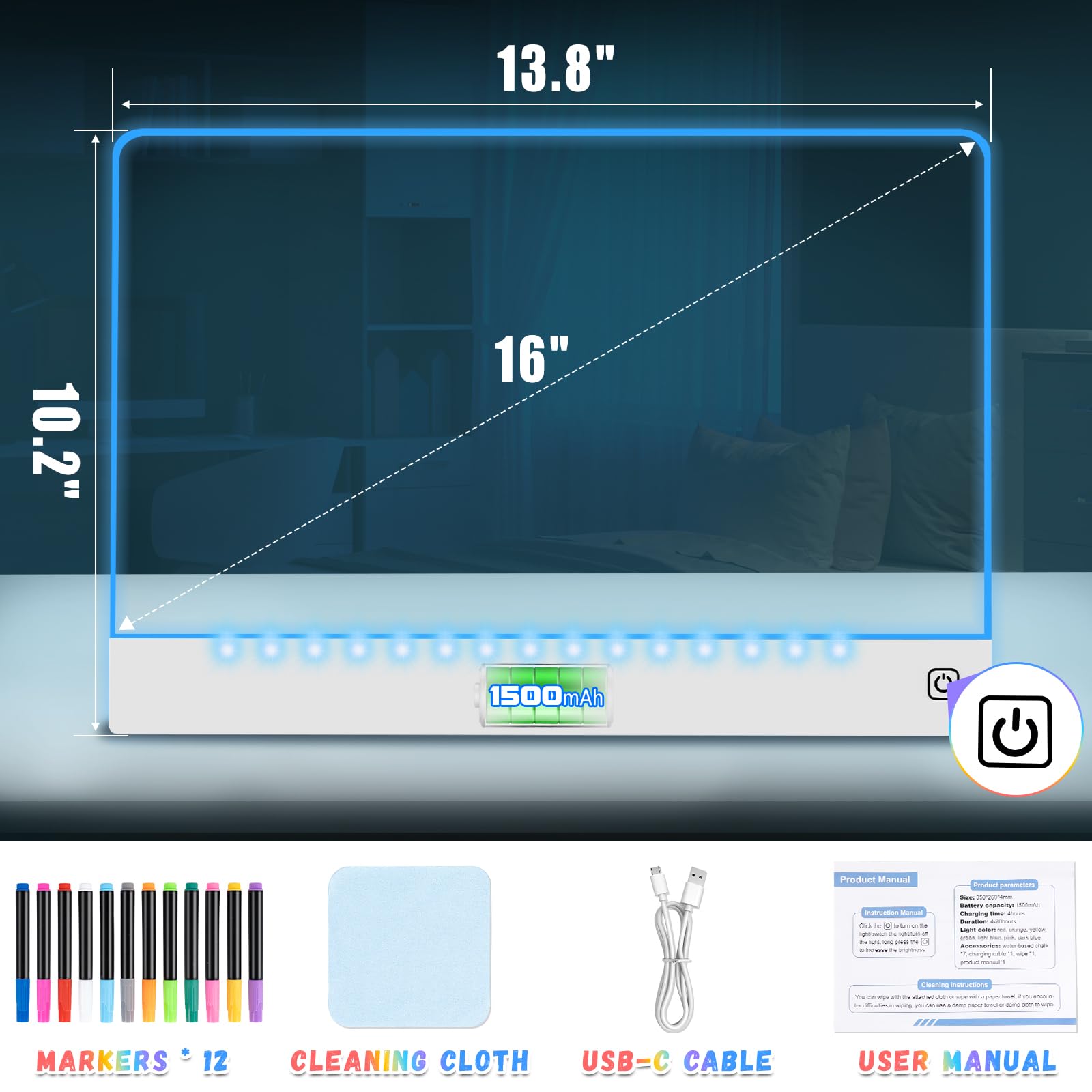 Yonhan drawing board with foldable hidden stand for upright display.