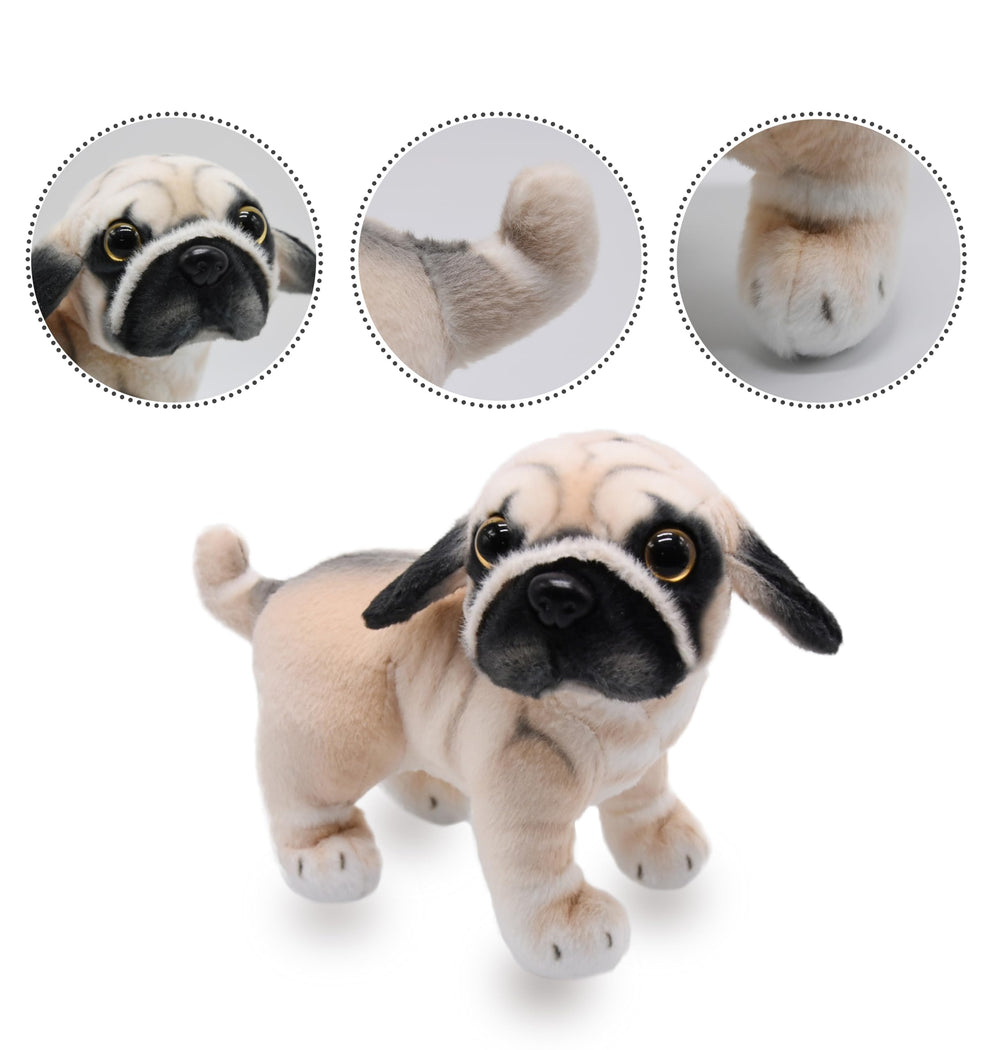 YONLIT lifelike pug plush soft fabric offers a gentle skin-like touch for hugs.