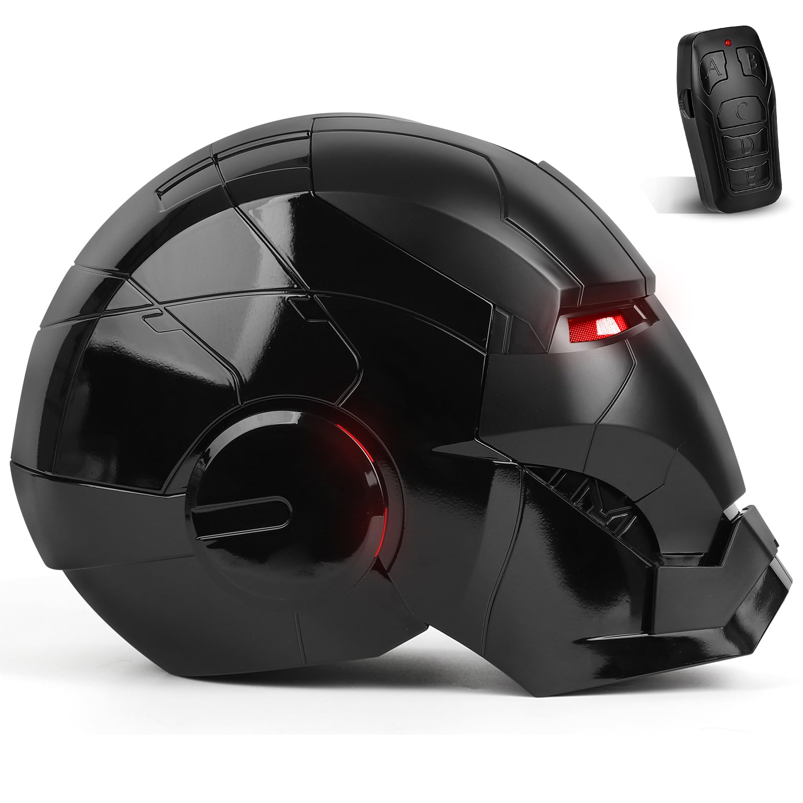 YONTYEQ MK5 helmet front view with LED eyes for cosplay realism