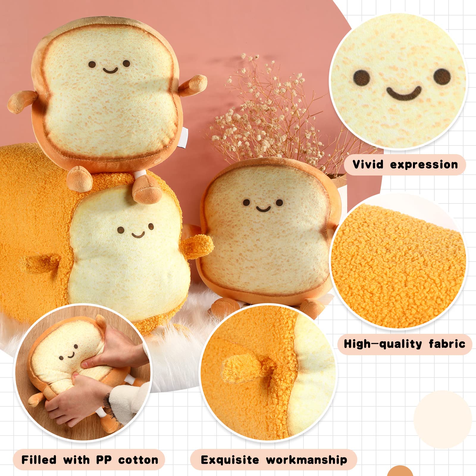 Yookeer large toast pillow soft cushion for sofa lounging