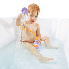 Yookidoo baby bath time setup in tub for family fun.