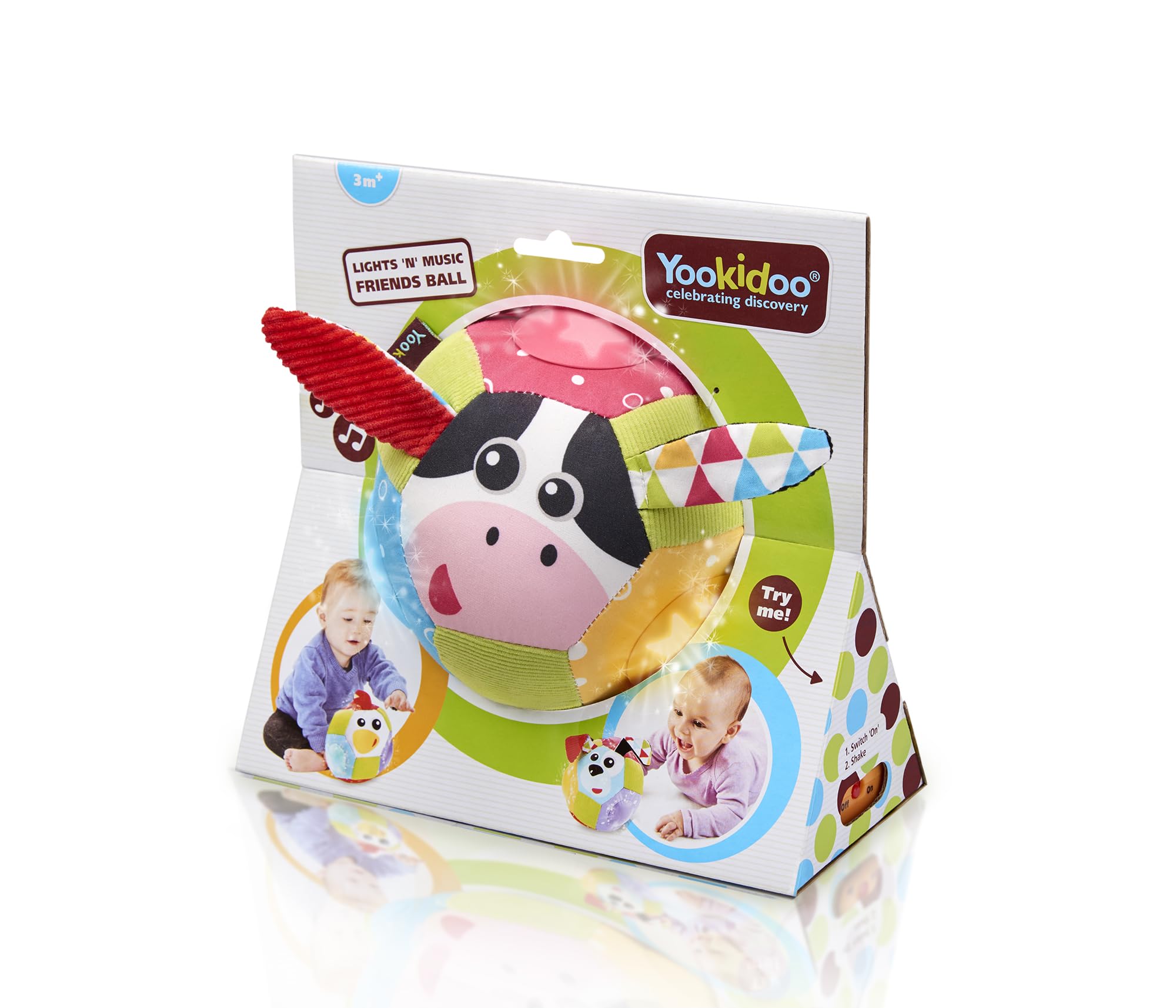Yookidoo Baby Lights N' Music Friends Ball suits crib-time play with gentle, responsive lights.