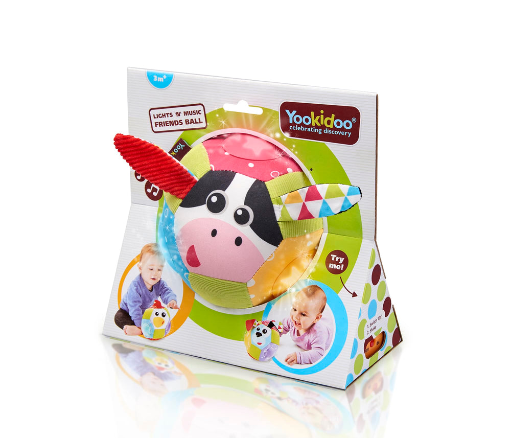 Yookidoo Baby Lights N' Music Friends Ball suits crib-time play with gentle, responsive lights.