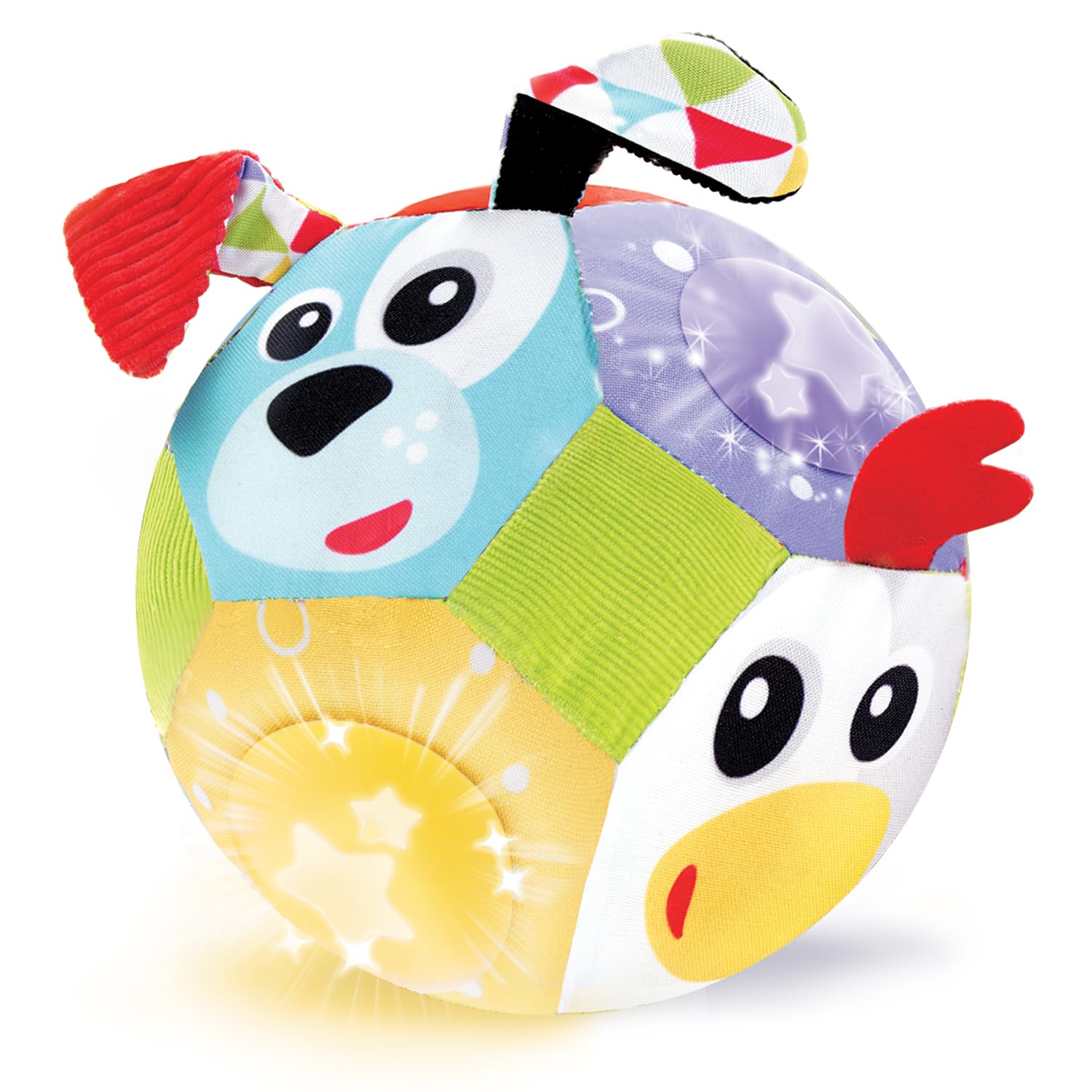 Yookidoo Baby Lights N' Music Friends Ball with soft lights for floor play and sensory exploration.