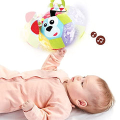 Yookidoo Baby Lights N' Music Friends Ball twinkling stars flash to music for visual tracking.