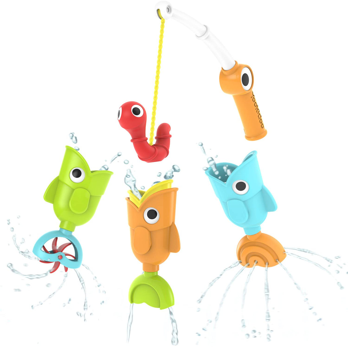 Yookidoo bath magnetic fishing game pole promotes hand-eye coordination during bath time