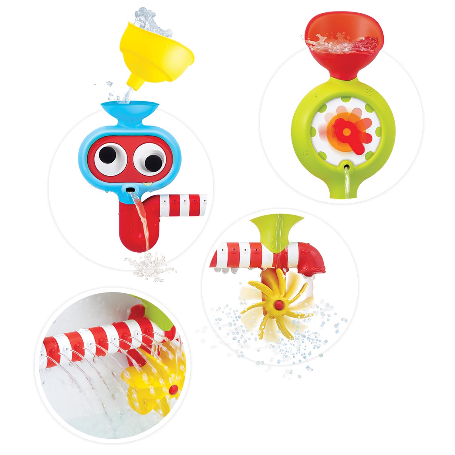 Yookidoo detachable funnel simplifies filling and supports fine motor control.