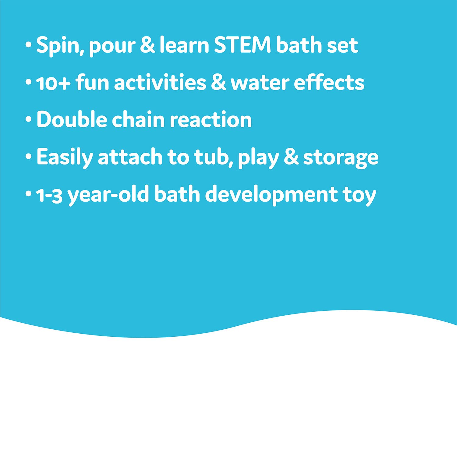 Yookidoo mold-free design keeps bath setup clean and easy to wipe down.