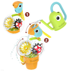 Yookidoo flower spins as water pours, adding dynamic play in tub time