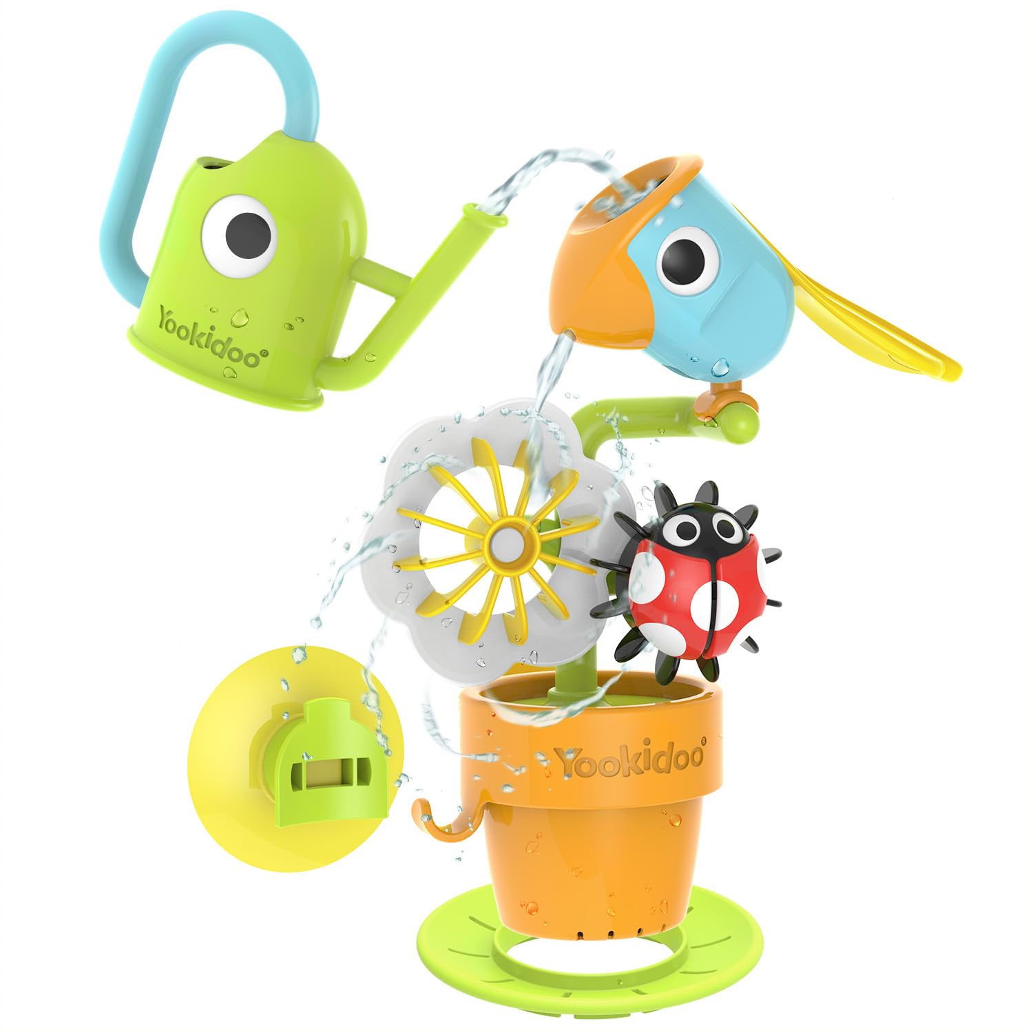 Yookidoo Pour N Spin tipping bird bath toy with engaging water pour action for toddlers