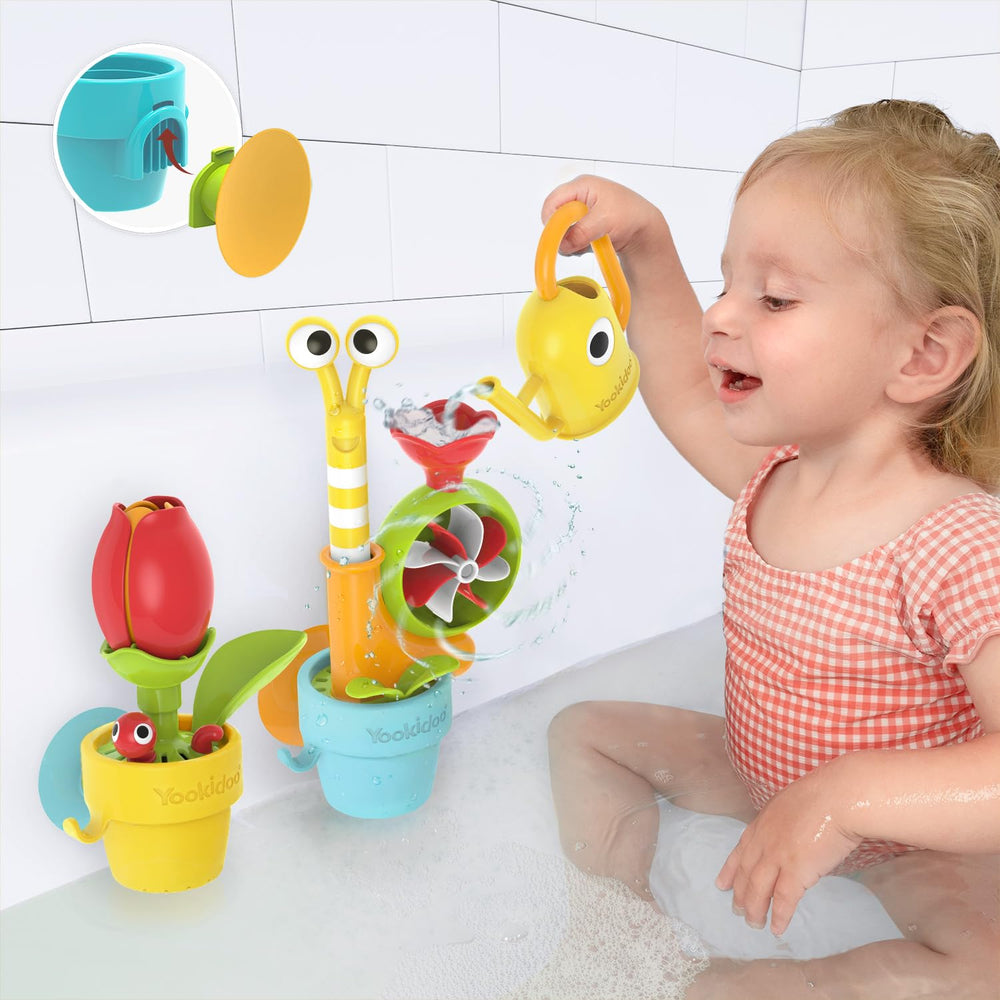 Yookidoo Garden Adventure flower opening to reveal surprises during a bath
