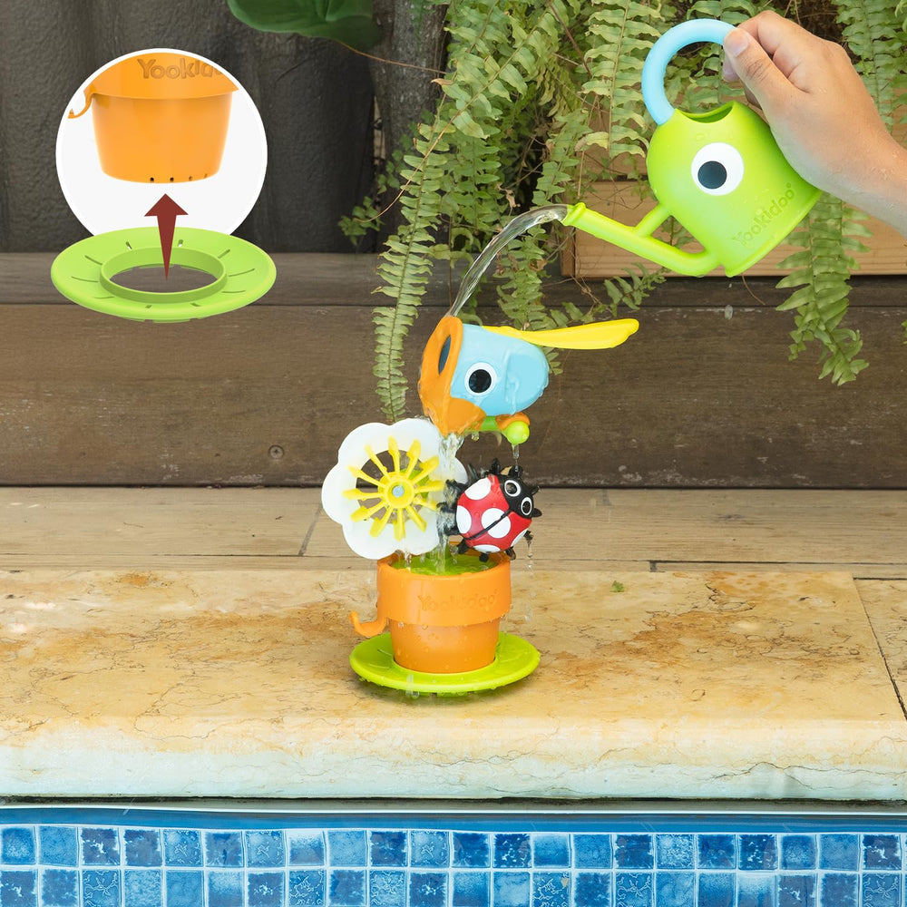 Yookidoo tub wall attachment keeps toys organized and within reach after baths