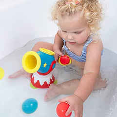 Yookidoo Water Cannon Ball Blaster usable in tub or pool for wider play.