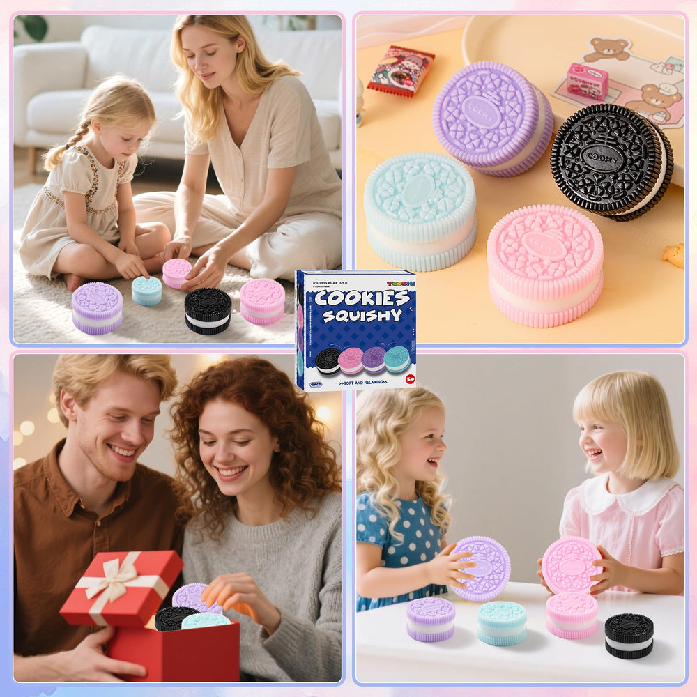 Yooshi squishy cookie toys provide safe tactile play for kids and adults