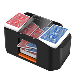 YOOUT automatic card shuffler top view with two decks ready to shuffle