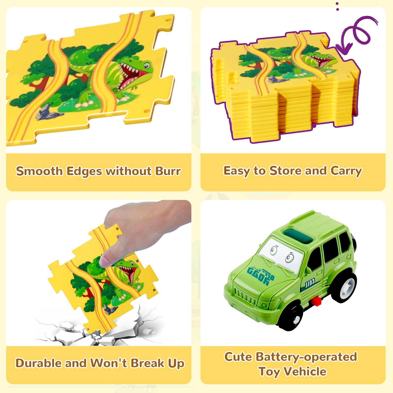 YOOYID ABS plastic track emphasizes durability and safe handling.