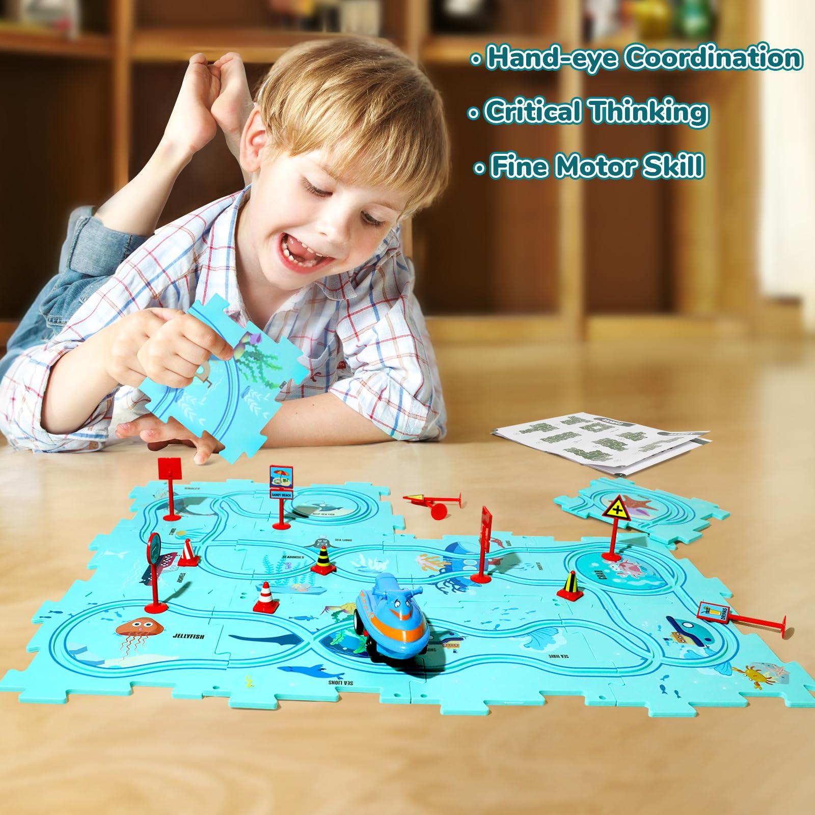 YOOYID puzzle pieces and road signs illustrating hands-on thinking in action