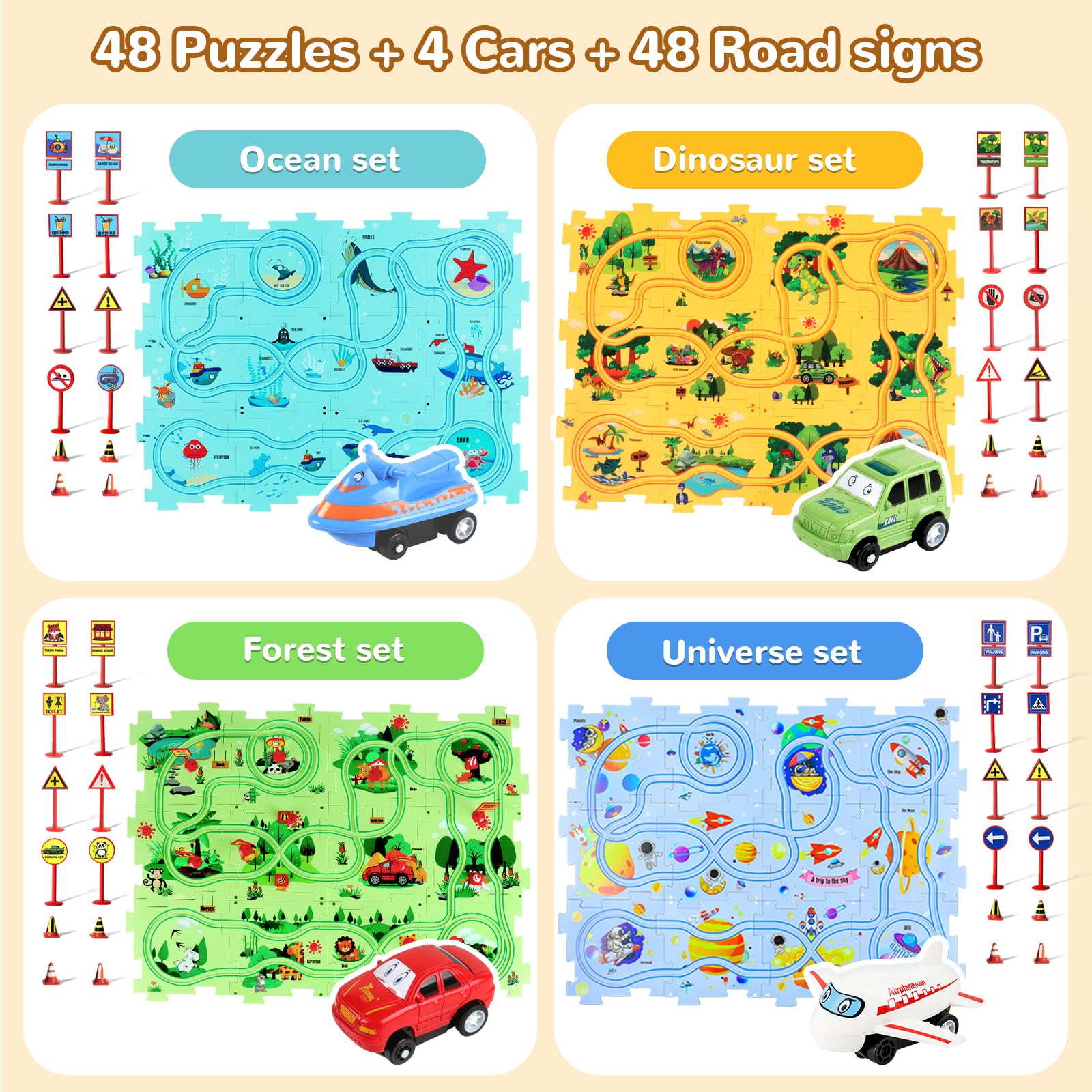 Yooyid Puzzle Racer track set with 4 themes inspires imaginative routes and problem-solving