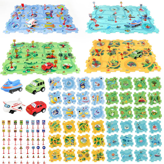 Yooyid Puzzle Racer track set assembly: kids build pathways for cars and hours of creative play
