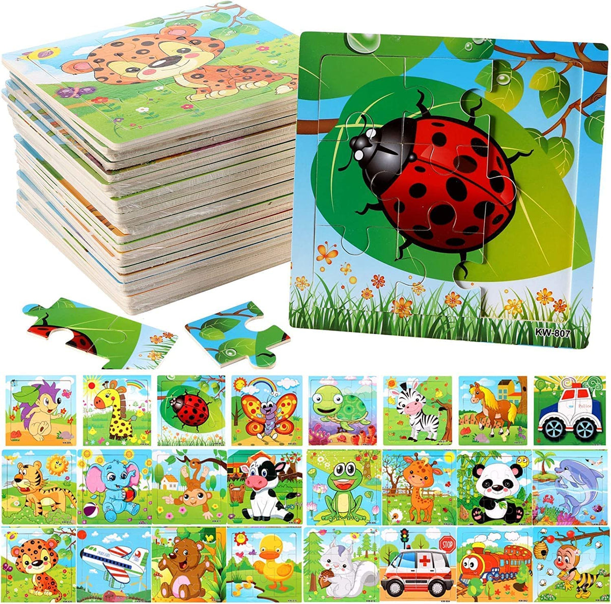 Yopay wooden puzzle zebra promotes color and shape recognition