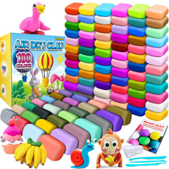 YOPINSAND Air Dry Clay 100 Colors Pack offers vibrant color options for creative play.