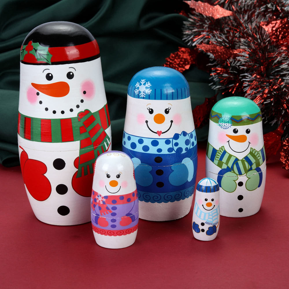Yoption wooden snowman figures on a desk suitable for organization
